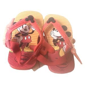 Havaianas Sandals Kids Girls Infant Size 6 Mickey/Minnie Mouse Summer Thong New